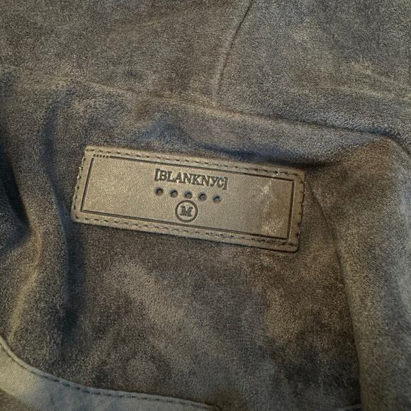 BLANK NYC Legendary Faux Suede Motto Jacket Gray Women's size Medium Biker - Picture 2 of 14